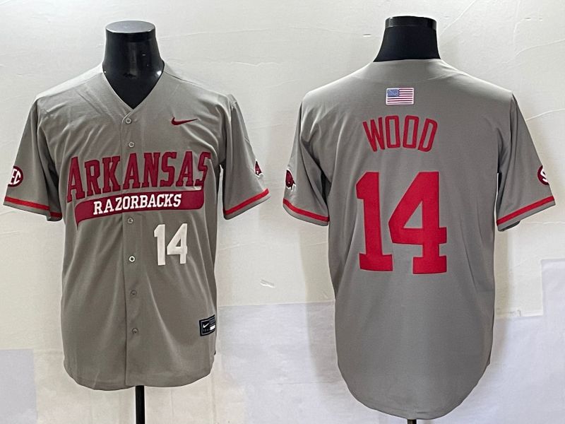 Men 2025 Alabama Crimson Tide #14 Wood Grey Nike Joint Name Nike NCAA Jersey style 6->ncaa teams->NCAA Jersey